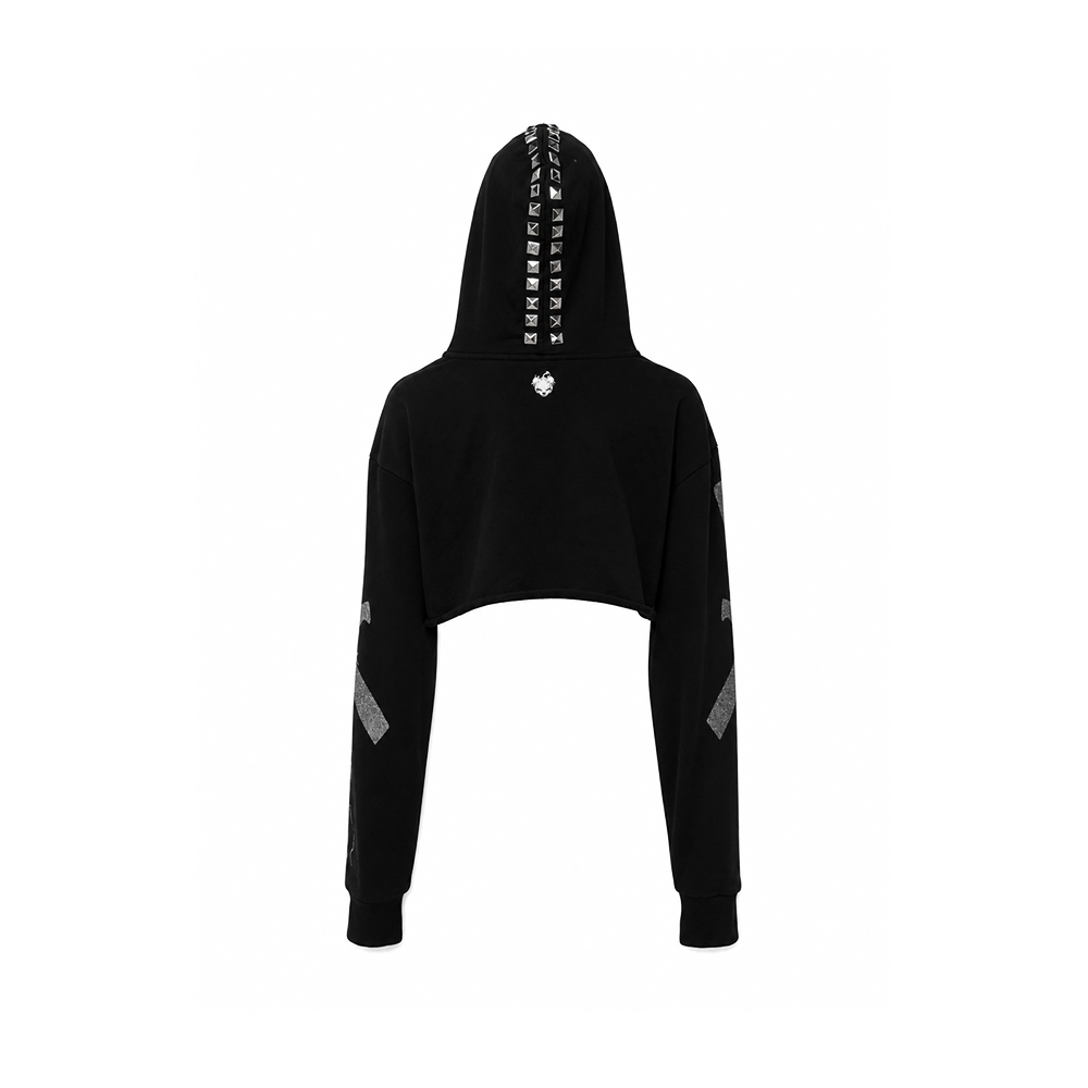 BB01-001 Armed Crop Hoodie - Ant Black