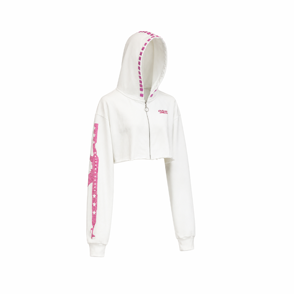 BB01-001 Armed Crop Hoodie - Mummy White