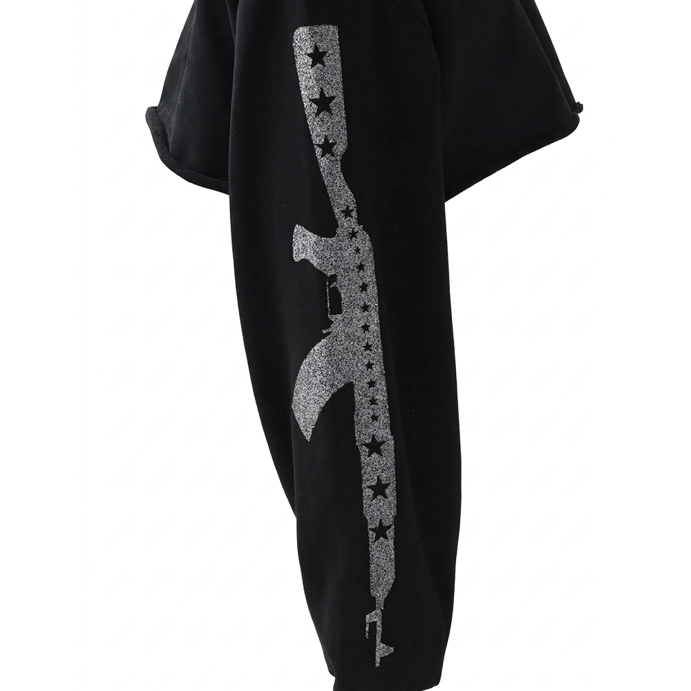 BB01-001 Armed Crop Hoodie - Ant Black