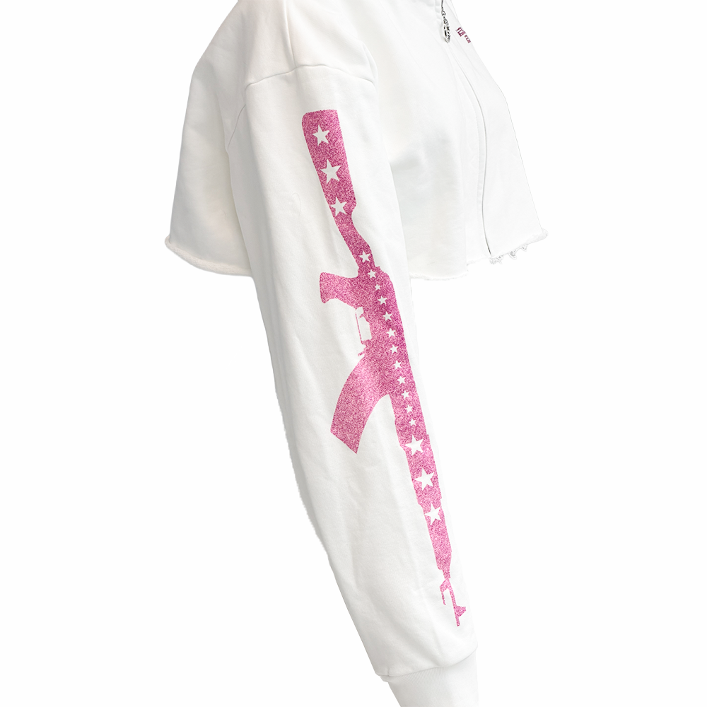 BB01-001 Armed Crop Hoodie - Mummy White