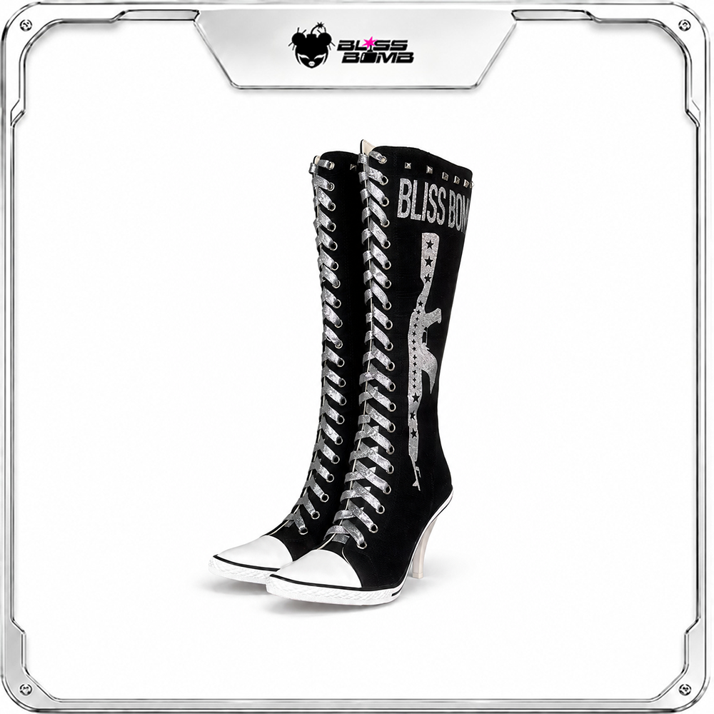 BB01-004 Armed Heels Boots - Ant Black
