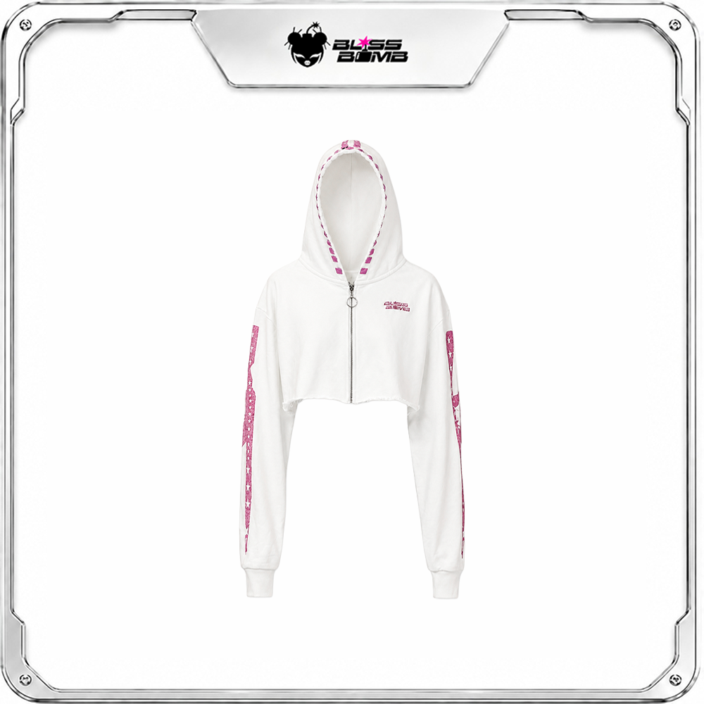 BB01-001 Armed Crop Hoodie - Mummy White