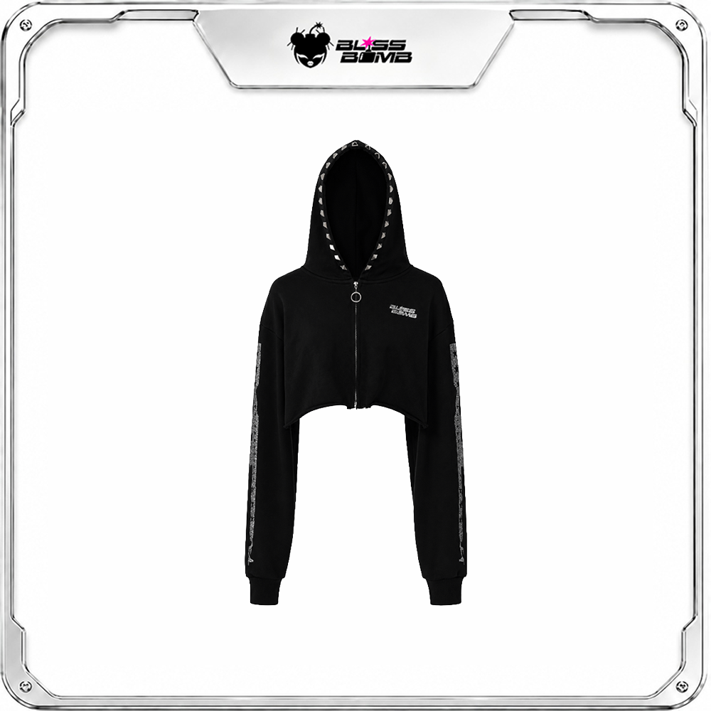 BB01-001 Armed Crop Hoodie - Ant Black