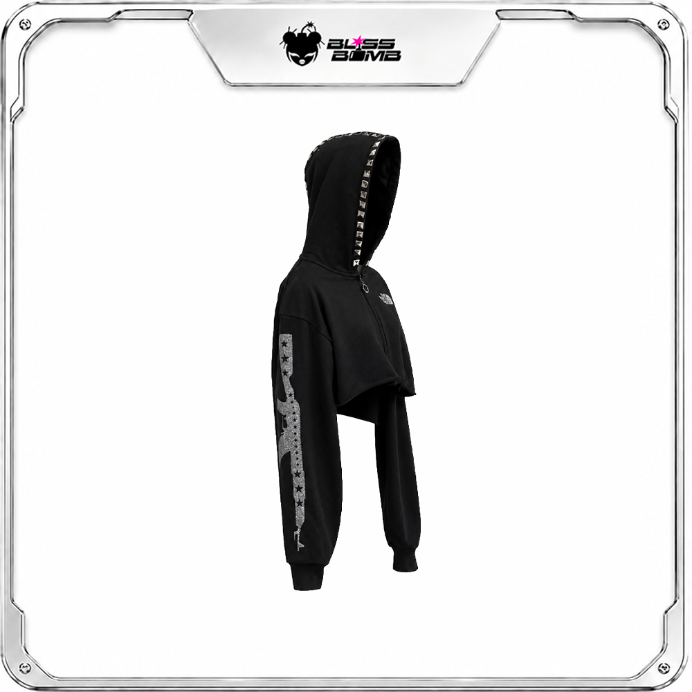 BB01-001 Armed Crop Hoodie - Ant Black